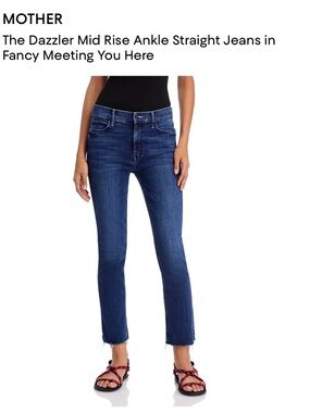 MOTHER Mid Rise Ankle Straight Jeans in Fancy Meeting You Here Blue Wash size 26